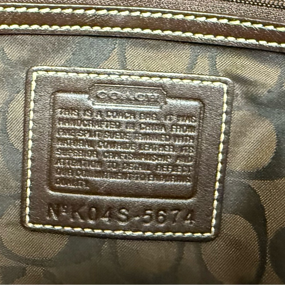 Coach Hampton Flap Satchel- Green Suede Shoulder Bag with Brown Leather Straps - Picture 10 of 14
